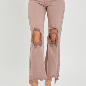 Risen Plus Size High Rise Destroyed Knee Jeans Size 1XL